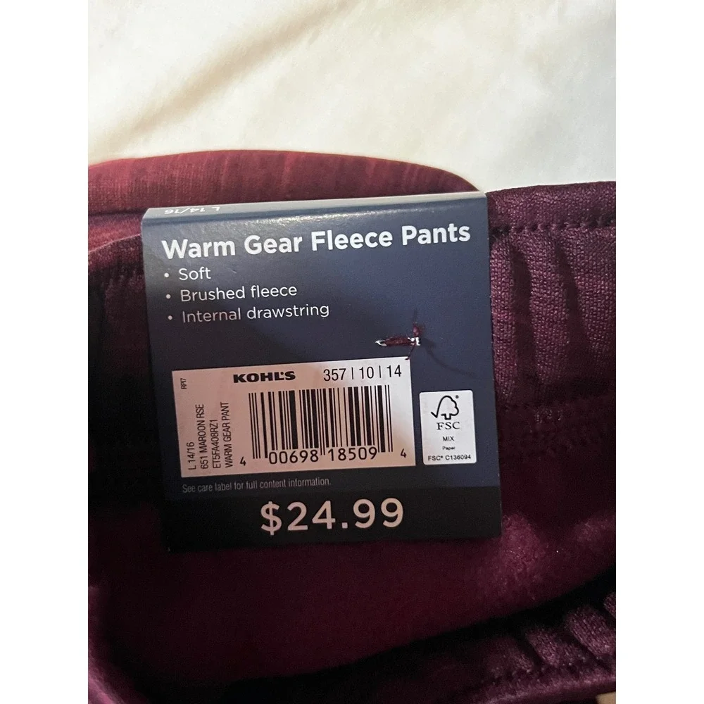 Tek Gear Boys Maroon Rise Fleece Hoodie and Pants Set Large 14/16 ET53A001RZ